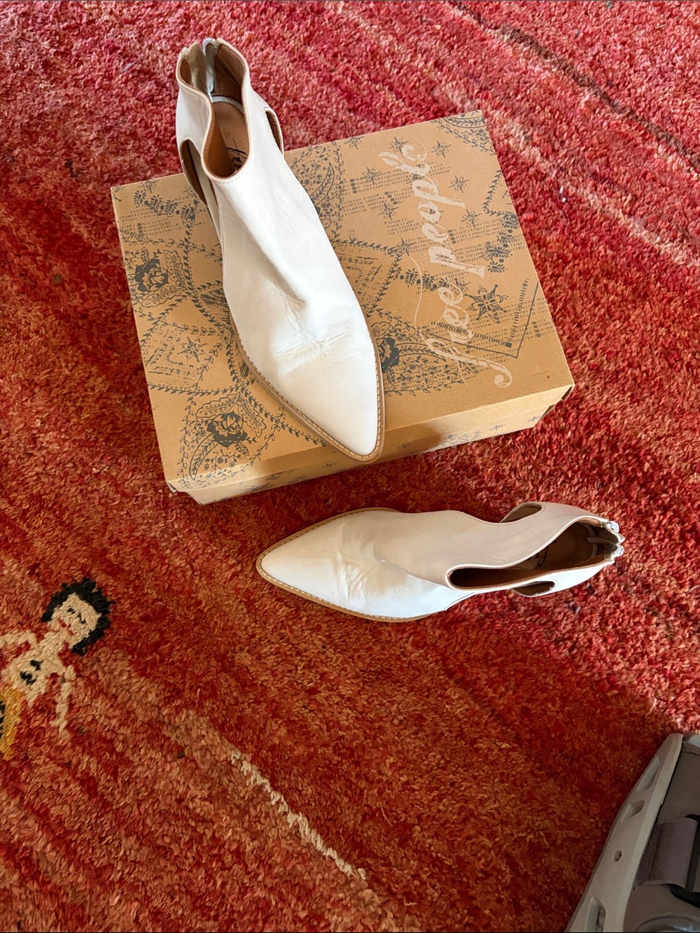 Free People Cream Pointed-Toe Ankle Booties